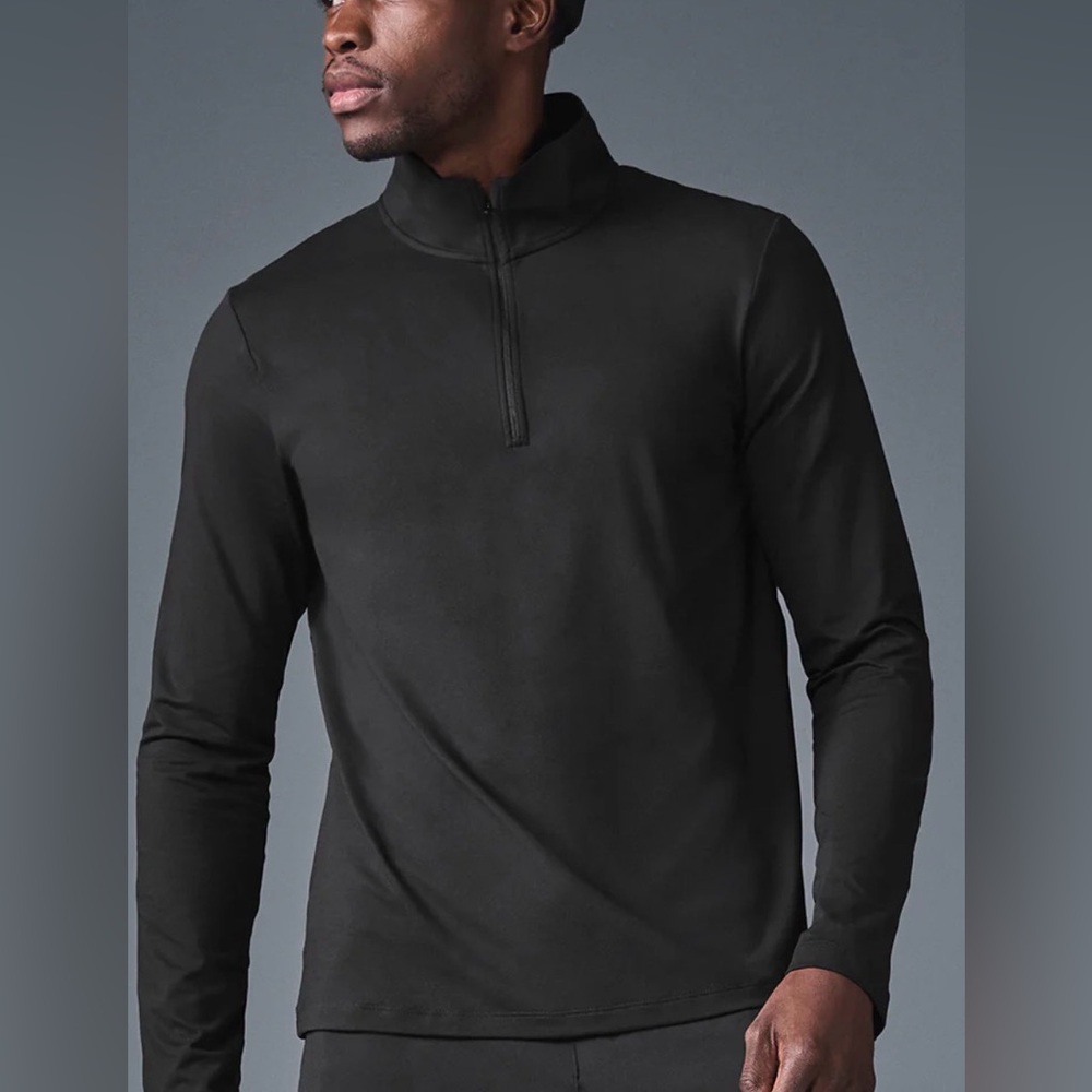 Mens Alo Conquer 1/4 Reform Long Sleeve - Large - Black NWT - Picture 2 of 5